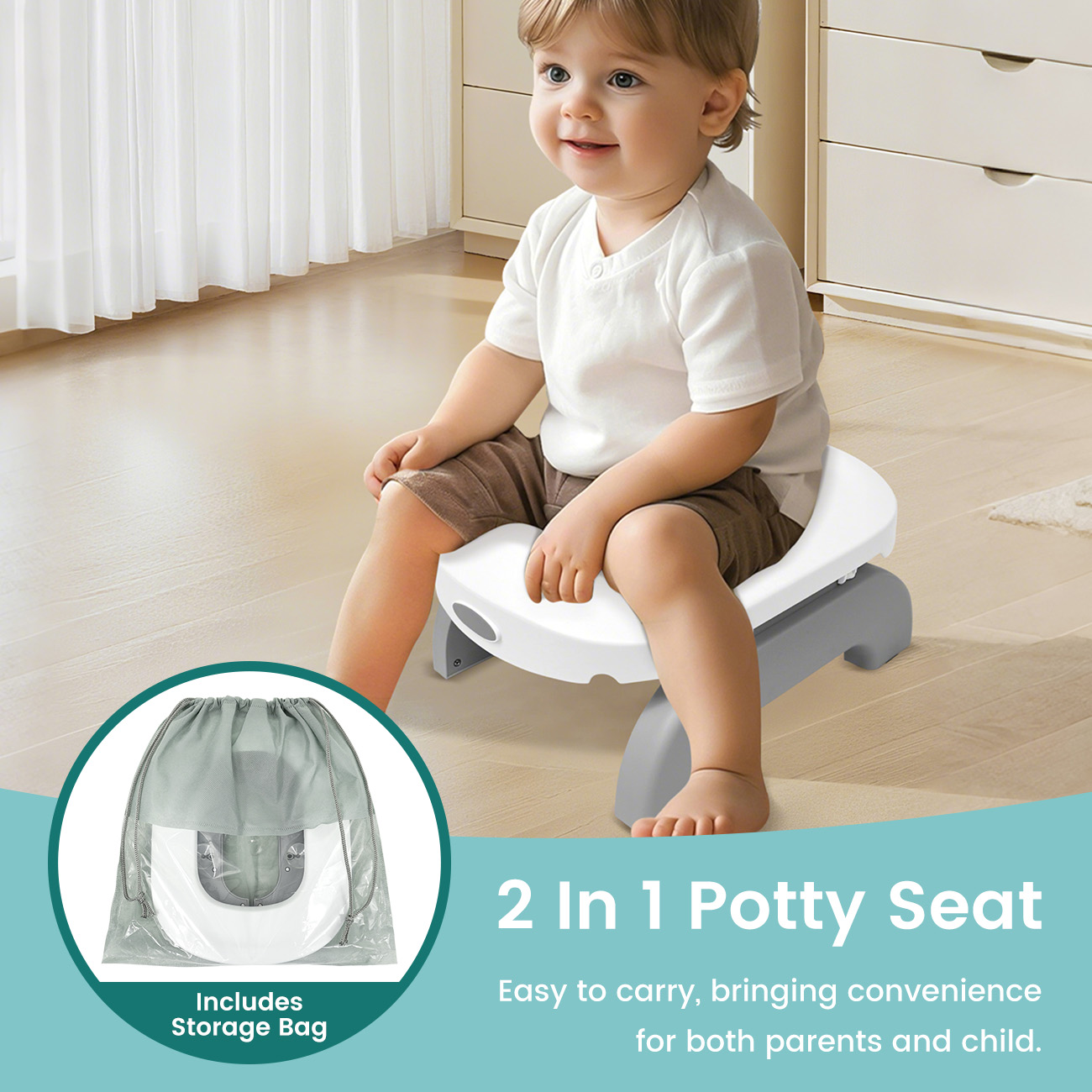 Toddler Potty Training Seat - Портативный горшок 2-в-1, дорожное сиденье для